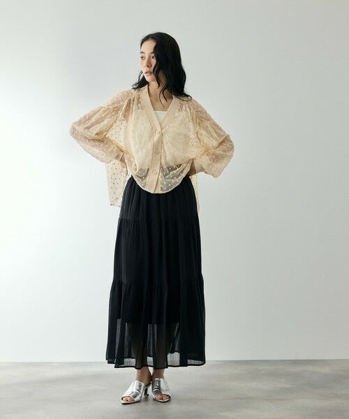 QUEENS COURT / クイーンズコート カーディガン・ボレロ | フラワー刺繍テキスタイルカーディガン | 詳細16