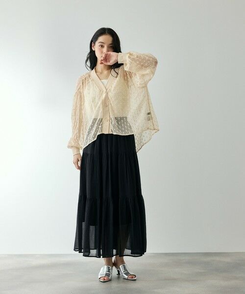 QUEENS COURT / クイーンズコート カーディガン・ボレロ | フラワー刺繍テキスタイルカーディガン | 詳細15