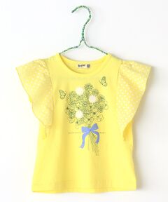 夏物　花プリントフレンチスリーブＴシャツ