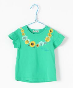 3柄プリント袖フリル天竺Tシャツ