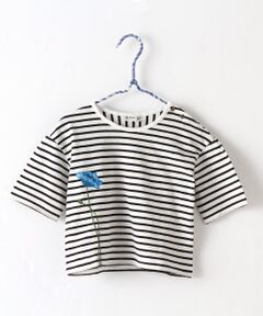 ワイドシルエット5分袖ボーダーTシャツ