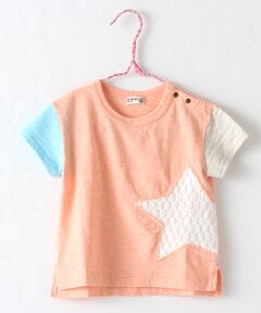 星型切り替え袖配色Tシャツ