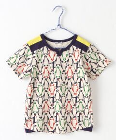 肩ヨーク切り替え3柄天竺Tシャツ