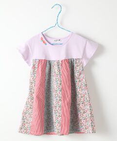 パッチワークチュニックＴシャツ 花柄