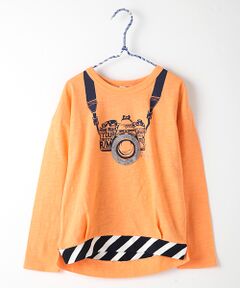 カメラプリントロングスリーブTシャツ