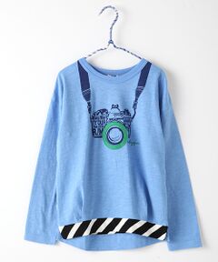 カメラプリントロングスリーブTシャツ