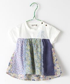 パッチワークチュニックＴシャツ 花柄