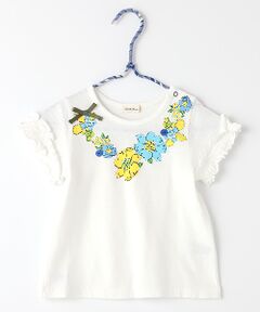 花プリントTシャツ