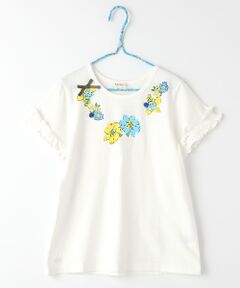 花プリントTシャツ