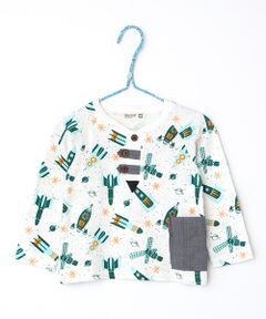 総柄ロケットプリントロングスリーブTシャツ