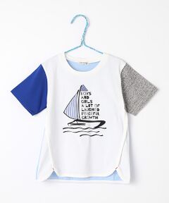 配色切り替えプリントTシャツ