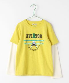 レイヤード風　乗り物プリントTシャツ