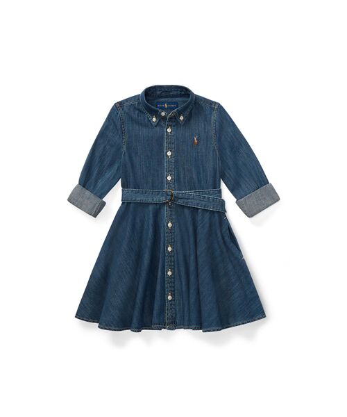 ガールズ 2才 4才 ベルテッド コットン デニム シャツドレス ミニ丈 ひざ丈ワンピース Polo Ralph Lauren ポロ ラルフ ローレン ファッション通販 タカシマヤファッションスクエア