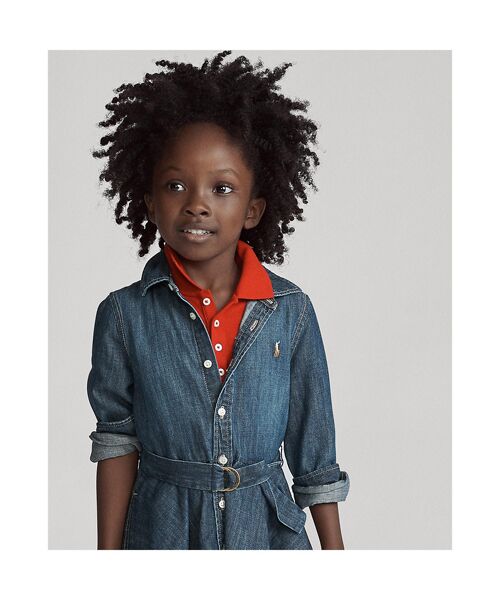 POLO RALPH LAUREN / ポロ ラルフ ローレン ミニ丈・ひざ丈ワンピース | (ガールズ 5才～6才)ベルテッド コットン デニム シャツドレス | 詳細4