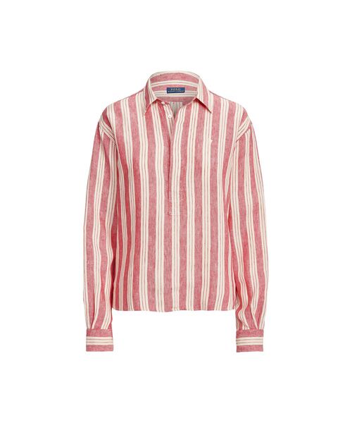 セール ストライプド リネン プルオーバー シャツ シャツ ブラウス Polo Ralph Lauren ポロ ラルフ ローレン ファッション通販 タカシマヤファッションスクエア