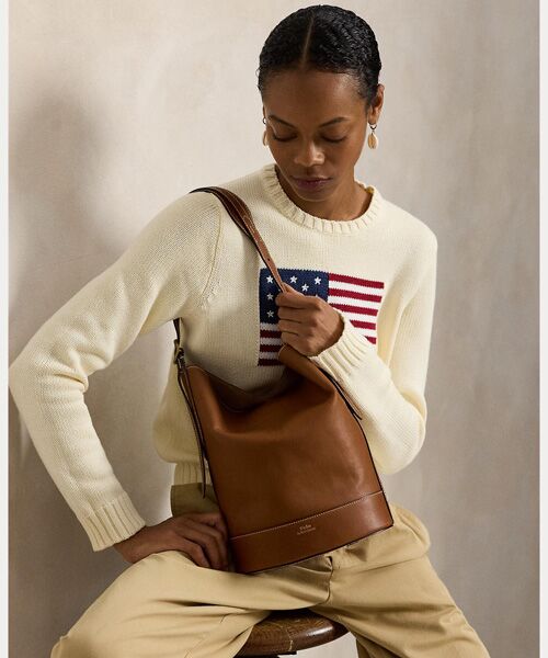 POLO RALPH LAUREN / ポロ ラルフ ローレン ショルダーバッグ | ワックスド レザー ミディアム Bellport バケット バッグ | 詳細5