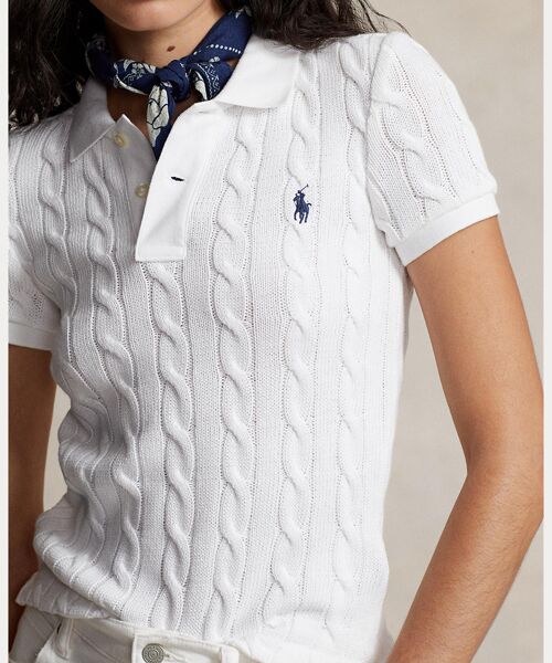 バーバリー人気‼️新品タグ付き♡コットンケーブルポロシャツ　ワンポイント刺繍