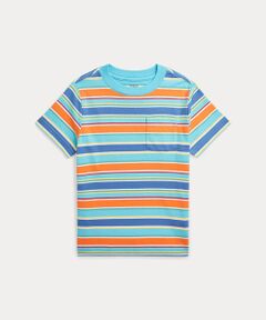 (ボーイズ 2才～7才)ストライプド コットン ジャージー ポケット Tシャツ