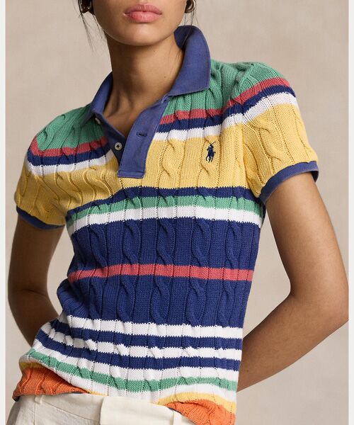 AIの服屋さんポロラルフローレン　Striped Cable Knit Polo shirt