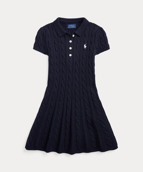 POLO RALPH LAUREN / ポロ ラルフ ローレン ミニ丈・ひざ丈ワンピース | (ガールズ 2才～6才)ケーブルニット コットン Polo セーター ドレス | 詳細1