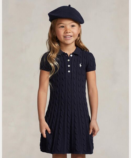 POLO RALPH LAUREN / ポロ ラルフ ローレン ミニ丈・ひざ丈ワンピース | (ガールズ 2才～6才)ケーブルニット コットン Polo セーター ドレス | 詳細4