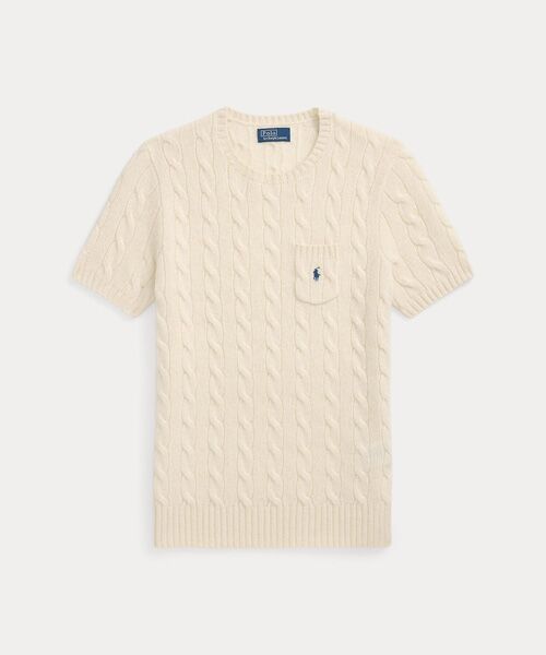 POLO RALPH LAUREN / ポロ ラルフ ローレン ニット・セーター | ケーブル ウールカシミヤ ショートスリーブ セーター | 詳細1