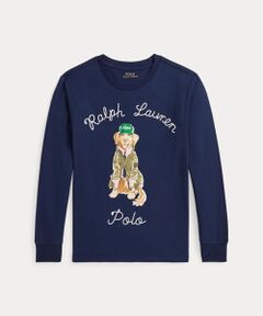 (ボーイズ 8才～20才)ドッグプリント コットン ロングスリーブ Tシャツ