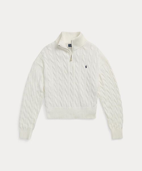 POLO RALPH LAUREN / ポロ ラルフ ローレン ニット・セーター | ケーブルニット コットン クォータージップ セーター | 詳細1