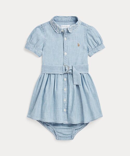 POLO RALPH LAUREN/ポロ ラルフ ローレン (ベビー)ベルテッド シャンブレー シャツドレス&ブルマー 400ブルー 18M POLO RALPH LAUREN/ポロ ラルフ ローレン (ベビー)ベルテッド シャンブレー シャツドレス&ブルマー 400ブルー 18M