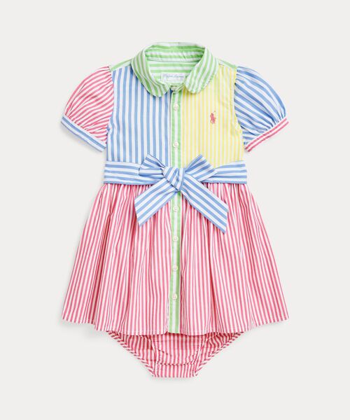 POLO RALPH LAUREN/ポロ ラルフ ローレン (ベビー)ストライプド コットン ファン シャツドレス&ブルマー 999マルチカラー 18M POLO RALPH LAUREN/ポロ ラルフ ローレン (ベビー)ストライプド コットン ファン シャツドレス&ブルマー 999マルチカラー 18M