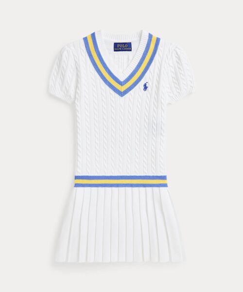 POLO RALPH LAUREN/ポロ ラルフ ローレン (ガールズ 2才~6才)クリケットストライプ コットン セーター ドレス 100ホワイト 3 POLO RALPH LAUREN/ポロ ラルフ ローレン (ガールズ 2才~6才)クリケットストライプ コットン セーター ドレス 100ホワイト 3