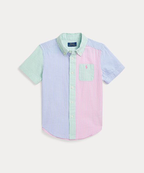 POLO RALPH LAUREN/ポロ ラルフ ローレン (ボーイズ 2才~7才)ストライプド コットン シアサッカー ファン シャツ 999マルチカラー 7 POLO RALPH LAUREN/ポロ ラルフ ローレン (ボーイズ 2才~7才)ストライプド コットン シアサッカー ファン シャツ 999マルチカラー 7