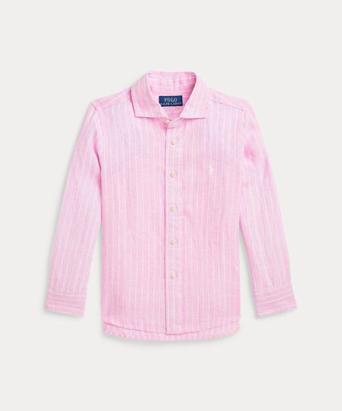 POLO RALPH LAUREN/ポロ ラルフ ローレン (ボーイズ 2才~7才)ストライプド リネン シャツ 650ピンク 3 POLO RALPH LAUREN/ポロ ラルフ ローレン (ボーイズ 2才~7才)ストライプド リネン シャツ 650ピンク 3