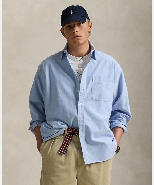 POLO RALPH LAUREN/ポロ ラルフ ローレン オーガニック コットン ビッグ シャツ 400ブルー XS POLO RALPH LAUREN/ポロ ラルフ ローレン オーガニック コットン ビッグ シャツ 400ブルー XS
