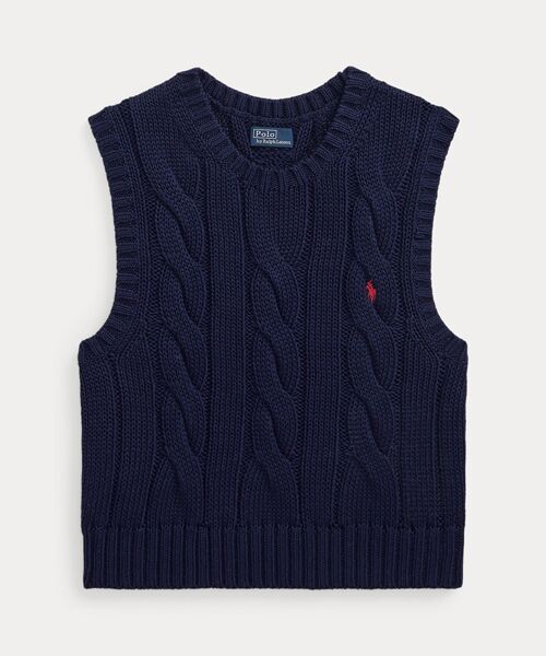 POLO RALPH LAUREN / ポロ ラルフ ローレン ベスト | ケーブルニット コットン クロップド ベスト | 詳細1