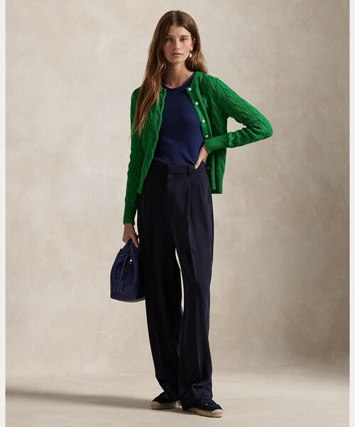 ポロラルフローレングリーンケーブルニットカーディガンセーターチルドレン POLO RALPH LAUREN（カーディガン ・ グリーン・カーキ/緑色系