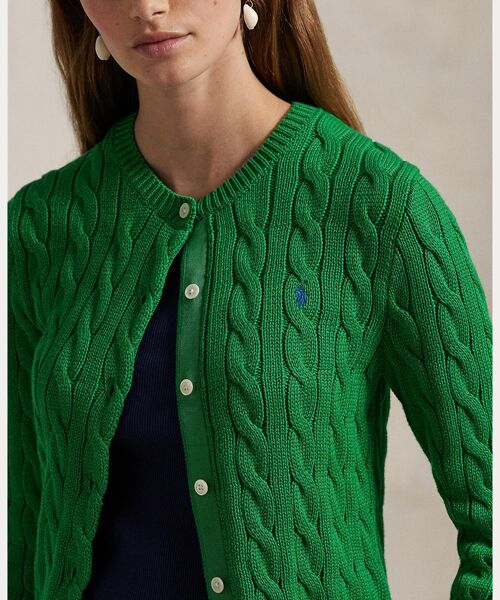 Polo Ralph Lauren ケーブルニットカーディガン XS グリーン ポロラルフローレン ケーブルニットカーディガン グリーン