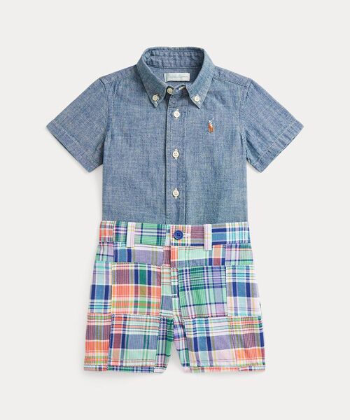 POLO RALPH LAUREN/ポロ ラルフ ローレン (ベビー)コットン シャンブレー シャツ&マドラス ショートパンツ セット 999マルチカラー 12M POLO RALPH LAUREN/ポロ ラルフ ローレン (ベビー)コットン シャンブレー シャツ&マドラス ショートパンツ セット 999マルチカラー 12M