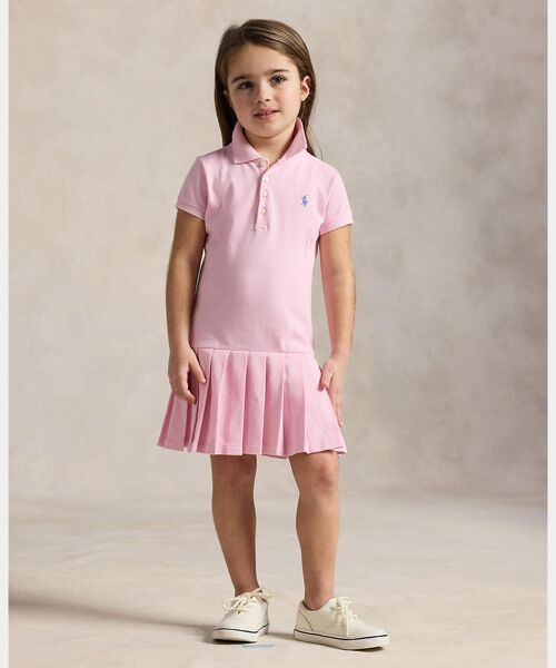 POLO RALPH LAUREN/ポロ ラルフ ローレン (ガールズ 2才~6才)プリーテッド ストレッチ メッシュ ポロ ドレス 650ピンク 6 POLO RALPH LAUREN/ポロ ラルフ ローレン (ガールズ 2才~6才)プリーテッド ストレッチ メッシュ ポロ ドレス 650ピンク 6