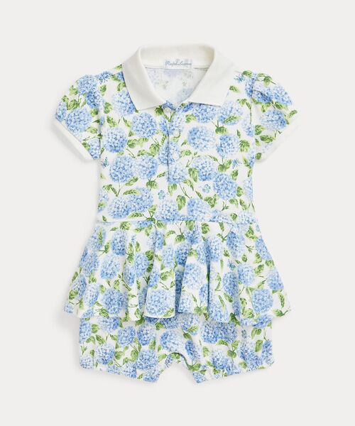 POLO RALPH LAUREN/ポロ ラルフ ローレン (ベビー)フローラル コットン メッシュ ポロ バブル ショートオール 400ブルー 12M POLO RALPH LAUREN/ポロ ラルフ ローレン (ベビー)フローラル コットン メッシュ ポロ バブル ショートオール 400ブルー 12M