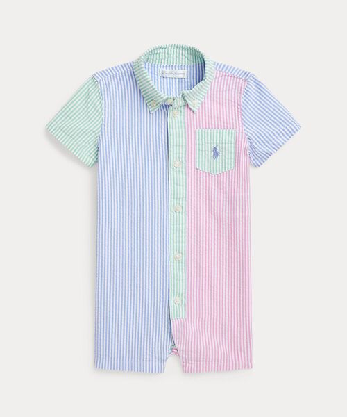 POLO RALPH LAUREN/ポロ ラルフ ローレン (ベビー)ストライプド コットン シアサッカー ファン ショートオール 999マルチカラー 12M POLO RALPH LAUREN/ポロ ラルフ ローレン (ベビー)ストライプド コットン シアサッカー ファン ショートオール 999マルチカラー 12M