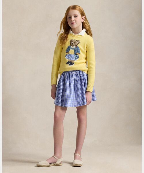 POLO RALPH LAUREN/ポロ ラルフ ローレン (ガールズ 7才~16才)ギンガム リネンコットン ラップ スコート 400ブルー 7 POLO RALPH LAUREN/ポロ ラルフ ローレン (ガールズ 7才~16才)ギンガム リネンコットン ラップ スコート 400ブルー 7