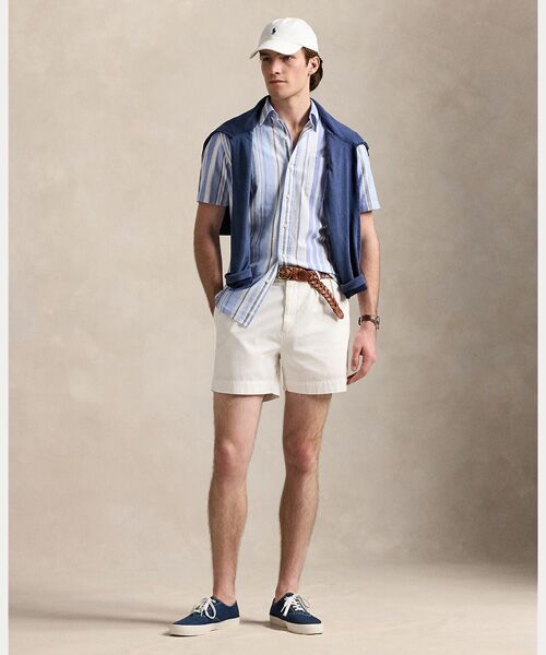 美品　ラルフローレン　POLO ストライプ半袖シャツ ラルフローレン RALPH LAUREN シャツ 半袖 ストライプ コットン