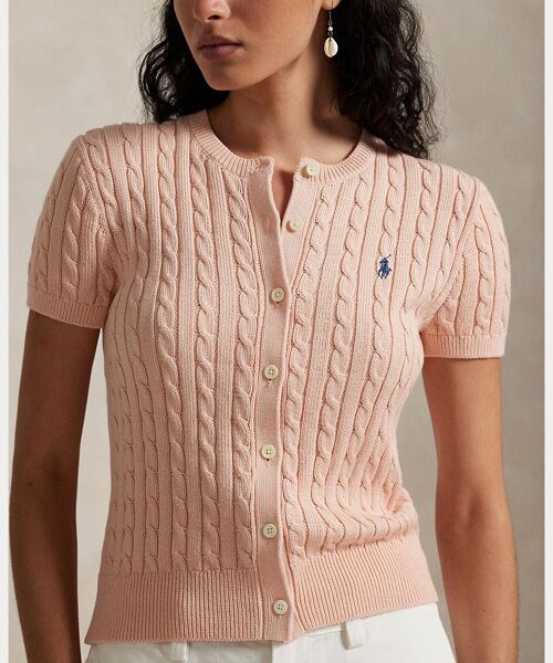 POLO RALPH LAUREN / ポロ ラルフ ローレン カーディガン・ボレロ | ケーブルニット コットン ショートスリーブ カーディガン | 詳細4