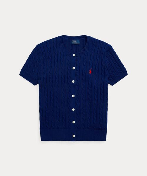 Polo Ralph Lauren ケーブルニット 半袖カーディガン 即日発送 ケーブルニット コットン ショートスリーブ カーディガン