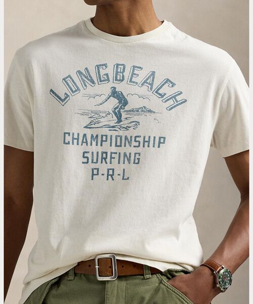 新品未使用パリのカフェ風景画グラフィックジャージーTシャツローレンラルフローレン セール】 クラシック フィット ジャージー グラフィック Tシャツ