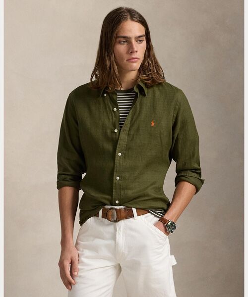 POLO RALPH LAUREN/ポロ ラルフ ローレン クラシック フィット リネン シャツ 301グリーン L POLO RALPH LAUREN/ポロ ラルフ ローレン クラシック フィット リネン シャツ 301グリーン L