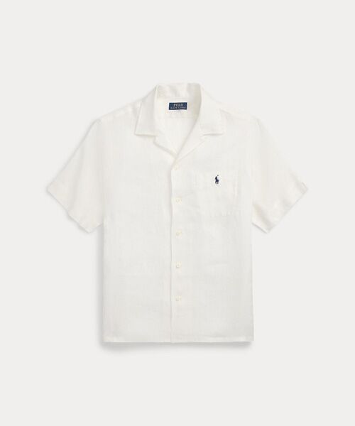 Polo Ralph Lauren クラシックフィット ポロシャツ ホワイト　L クラシック フィット リネン キャンプ シャツ （シャツ
