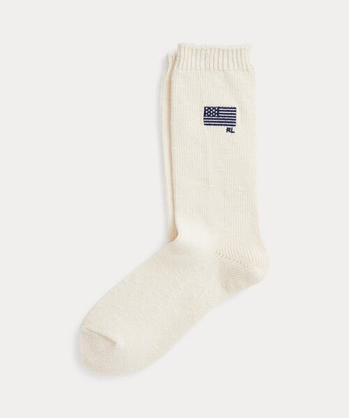 POLO RALPH LAUREN/ポロ ラルフ ローレン フラッグ ラグ クルー ソックス 101ナチュラル ONE POLO RALPH LAUREN/ポロ ラルフ ローレン フラッグ ラグ クルー ソックス 101ナチュラル ONE