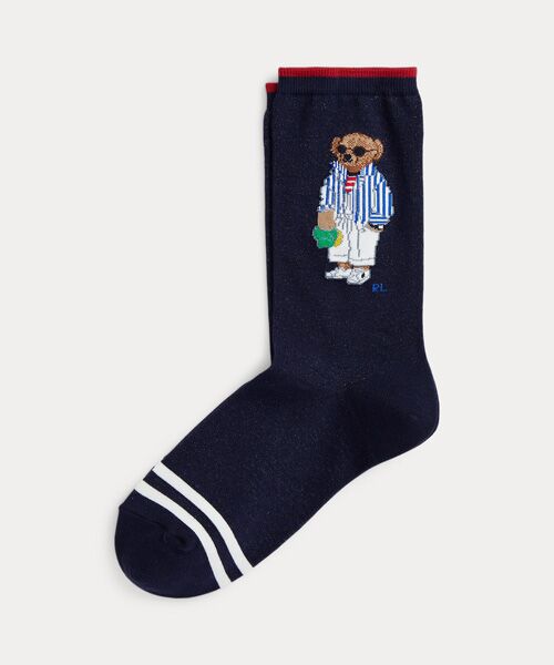 POLO RALPH LAUREN/ポロ ラルフ ローレン Polo ベア ストライプドトゥ クルー ソックス 410ネイビー ONE POLO RALPH LAUREN/ポロ ラルフ ローレン Polo ベア ストライプドトゥ クルー ソックス 410ネイビー ONE
